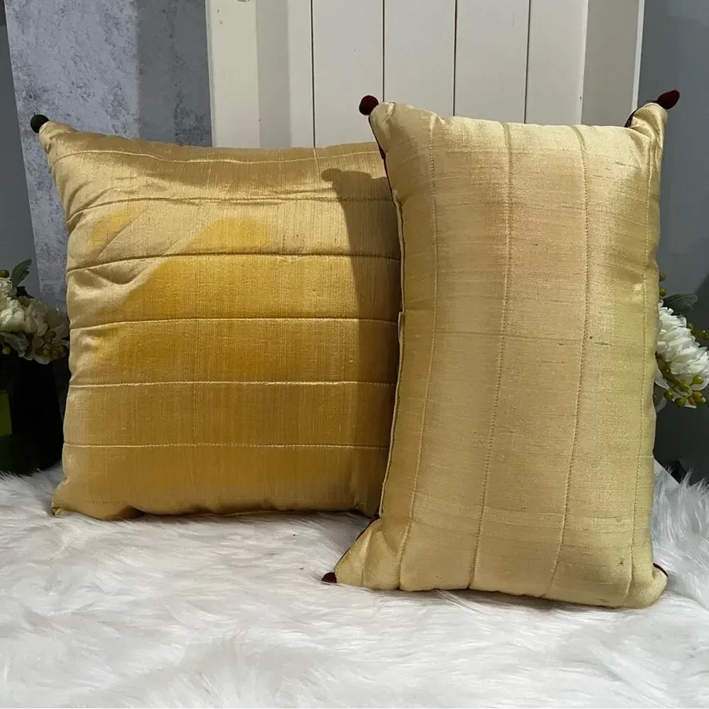 NEW Set Pier One Imports Silk Shantung Asian Floral Multi Colored Throw Pillow